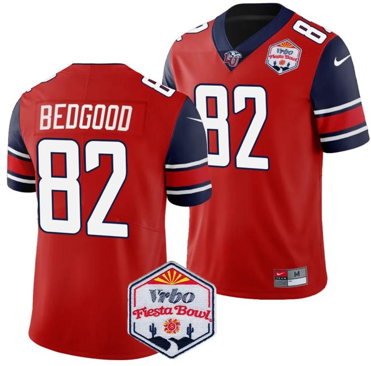 Men's Nike Aaron Bedgood Jersey #82 Liberty Flames Fiesta Bowl Patch 2024 Football Red