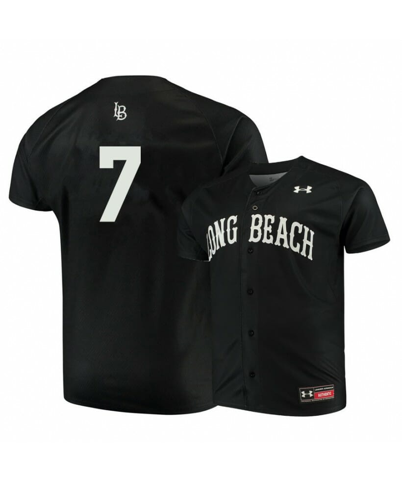 Men's Long Beach State Dirtbags 7 Leonard Jones Black Baseball Jersey