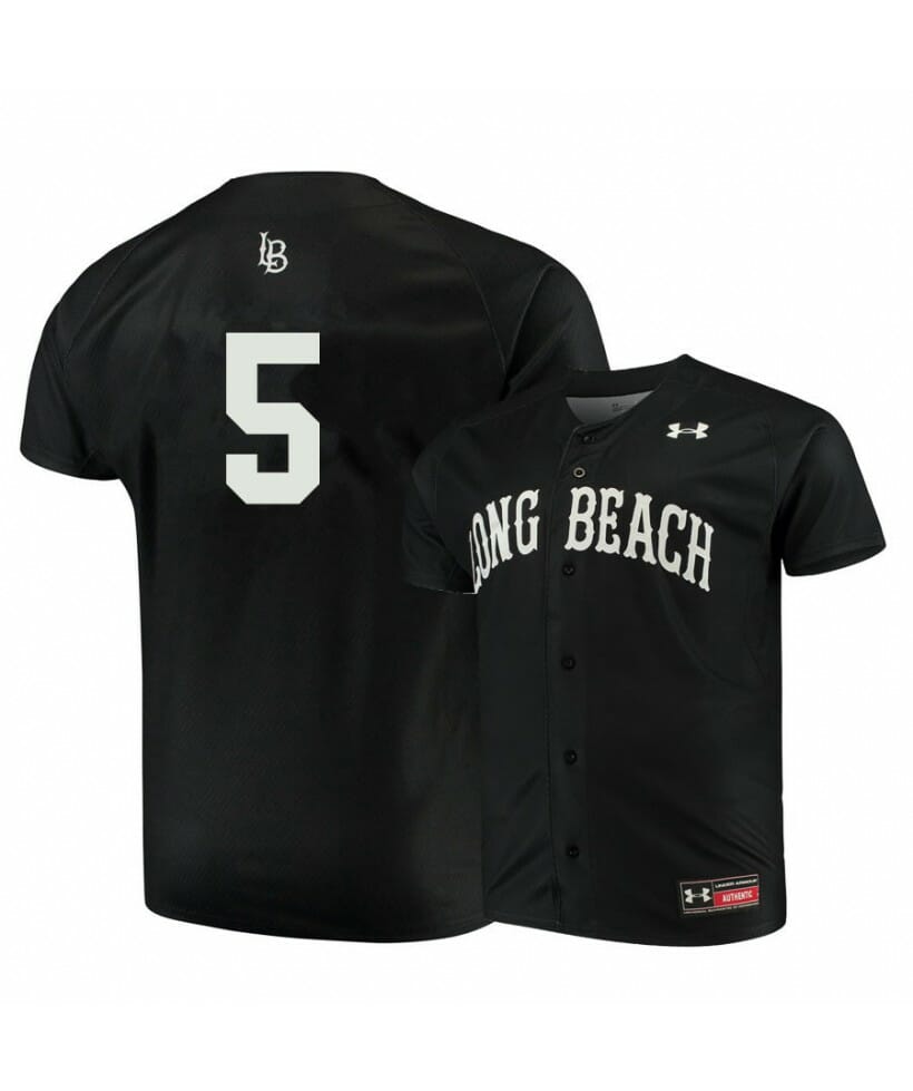 Men's Long Beach State Dirtbags 5 Chase Luttrell Black Baseball Jersey