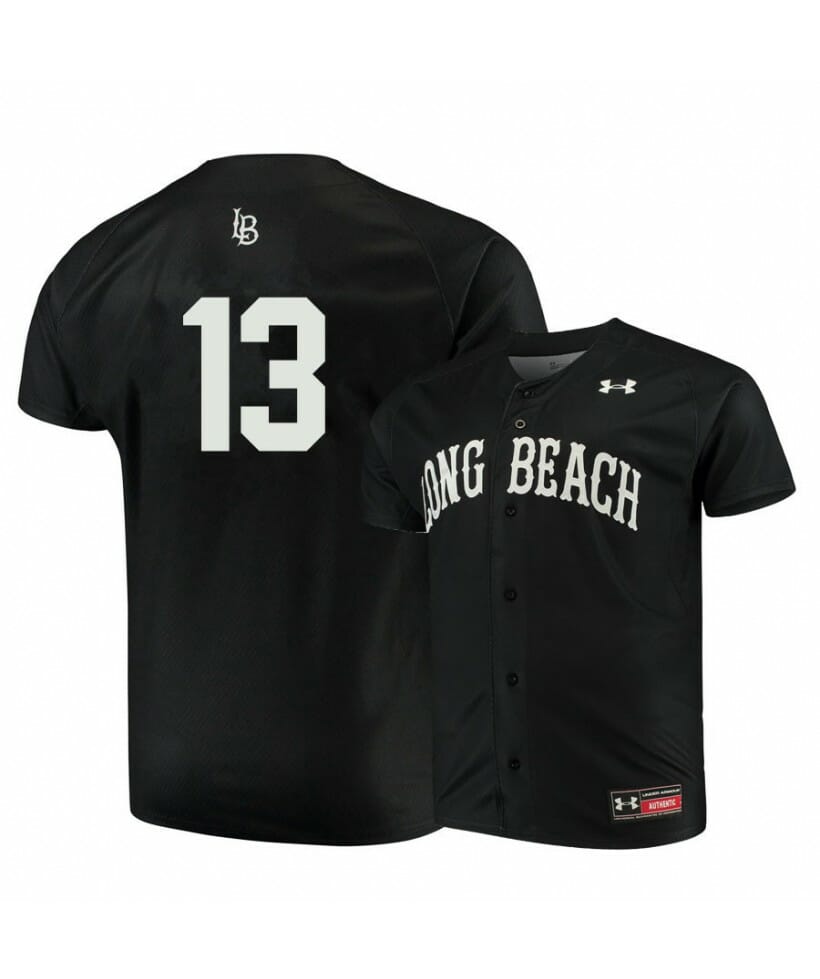 Men's Long Beach State Dirtbags 13 Aidan Malm Black Baseball Jersey