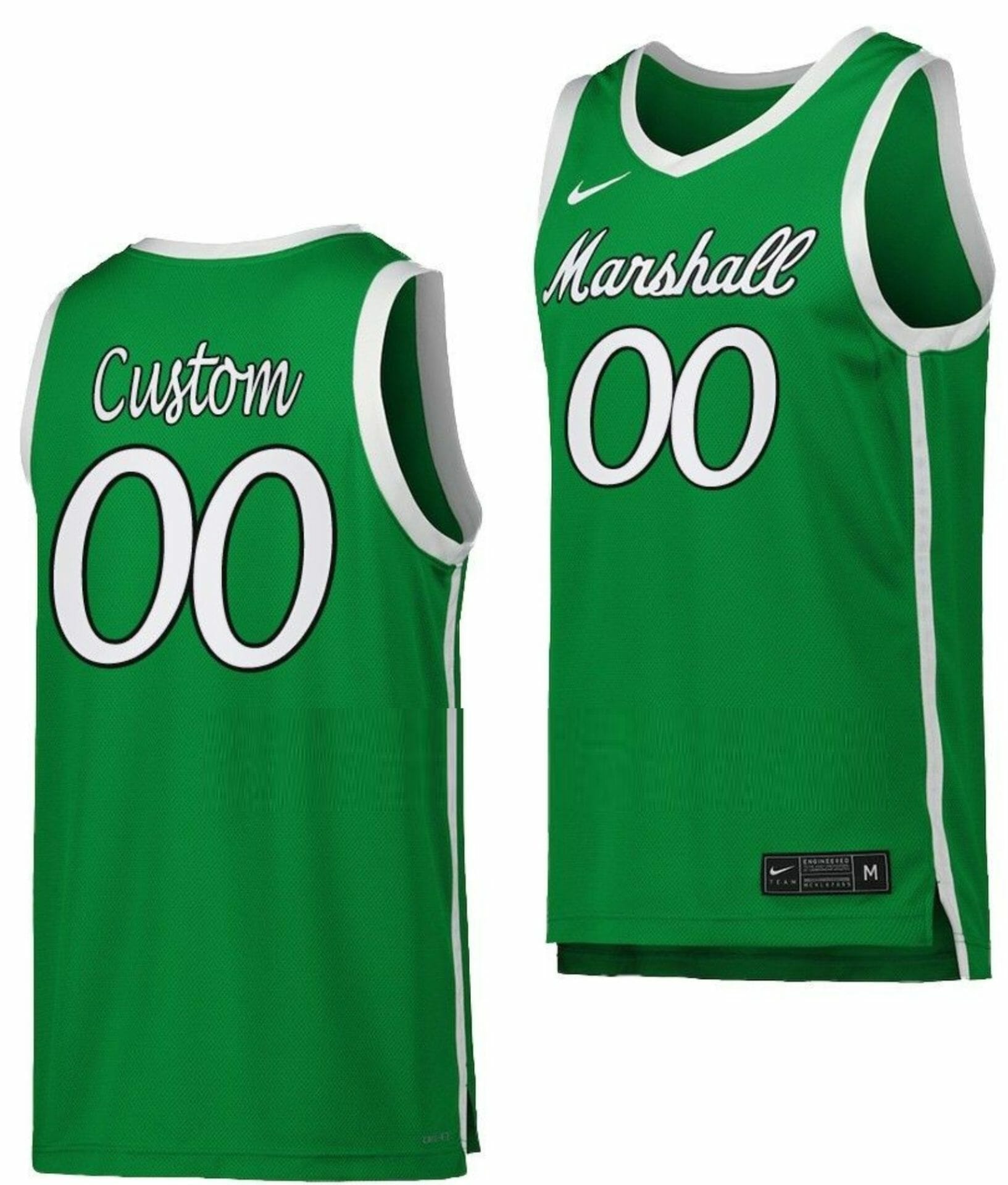 Men's Nike Custom Marshall Thundering Herd Jersey Name and Number College Basketball Green