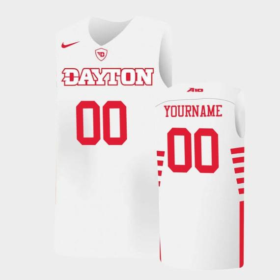 Dayton Flyers Custom Name Number White College Basketball Jersey