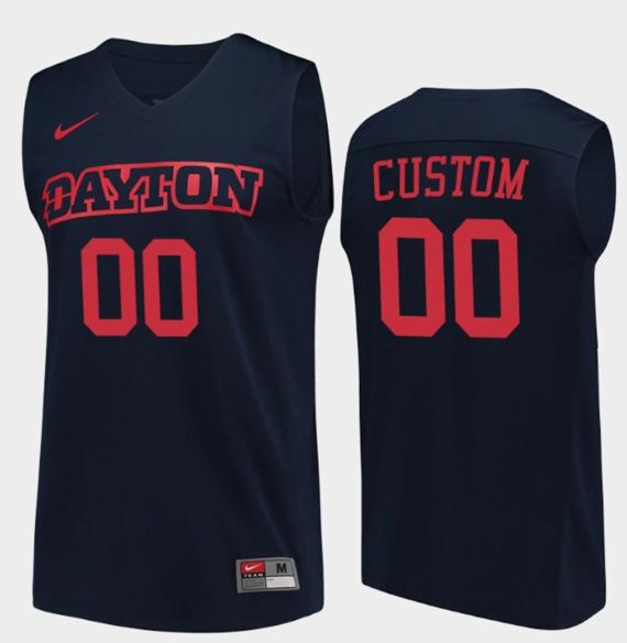 Custom Dayton Flyers Jersey Name and Number College Basketball Navy