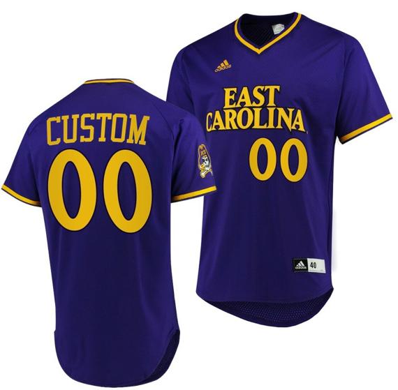 Men's Adidas Custom ECU Pirates Baseball Jersey Name and Number NCAA College Purple