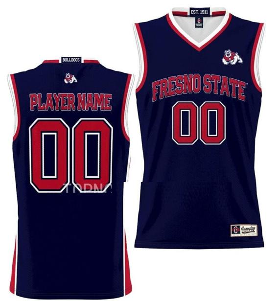 Men's Custom Fresno State Bulldogs Jersey Name and Number College Basketball NIL Pick-A-Player Navy