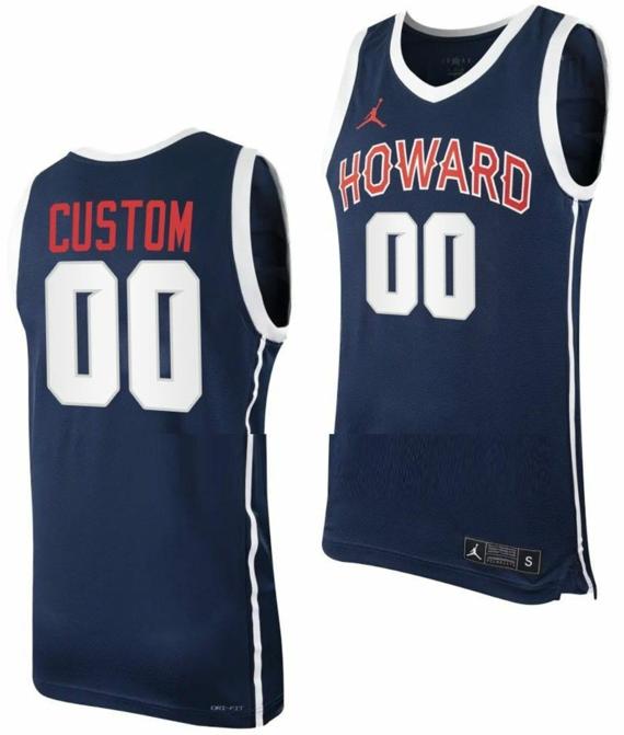 Men's Jordan Brand Custom Howard Bison Jersey Name and Number College Basketball Navy