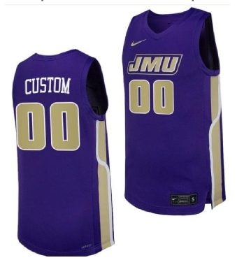 Men's Nike Custom James Madison Dukes Jersey Name and Number Replica Basketball uniform Purple