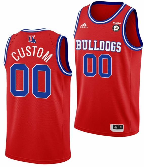 Men's Adidas Custom Louisiana Tech Bulldogs College Basketball Jersey Red