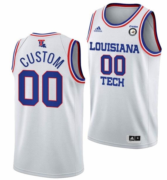 Men's Adidas Custom Louisiana Tech Bulldogs College Basketball Jersey White