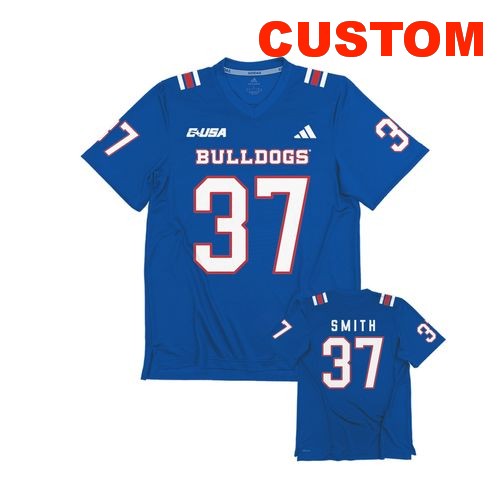 Men's Custom Louisiana Tech Bulldogs Adidas Replica Football Jersey Home Blue