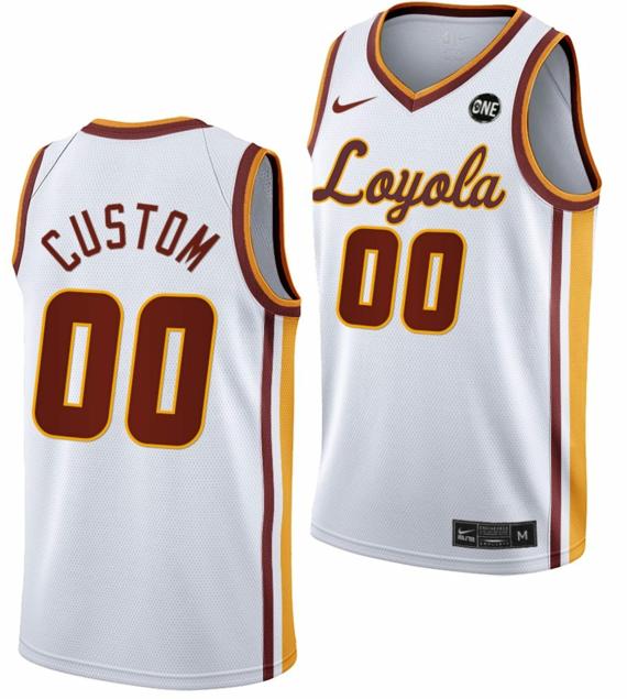 Men's Nike Custom Loyola Chicago Ramblers Jersey Name and Number College Basketball MVC Championship White