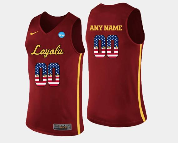 Men's Nike Loyola Loyola Chicago Ramblers Custom Name Number Us Flag Fashion Custom Basketball Jersey