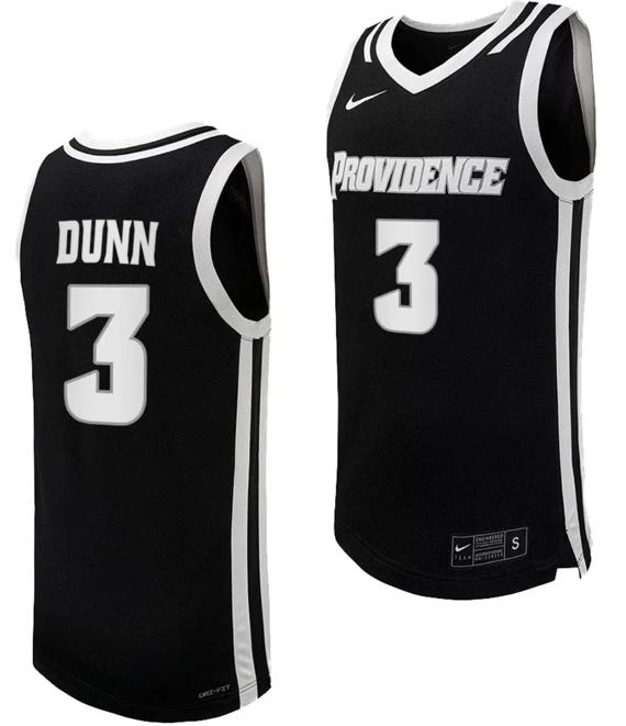 Men's Nike Kris Dunn Jersey #3 Providence Friars Replica College Basketball Black Uniform