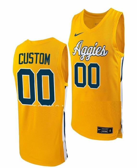 Custom Men's North Carolina A&T Aggies Nike Jersey Name and Number College Basketball Gold