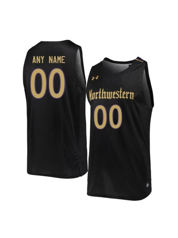 Custom Men's Northwestern Wildcats Jersey College Basketball Name and Number Black