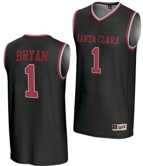 Men's Tyeree Bryan Jersey #1 Santa Clara Broncos Gameday Greats Basketball NIL Lightweight Black