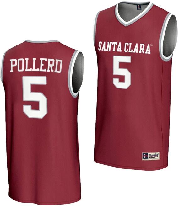 Men's Olivia Pollerd Jersey #5 Santa Clara Broncos Gameday Greats Basketball NIL Lightweight Maroon