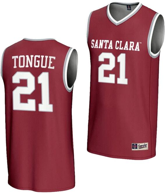 Men's Camaron Tongue Jersey #21 Santa Clara Broncos Gameday Greats Basketball NIL Lightweight Maroon