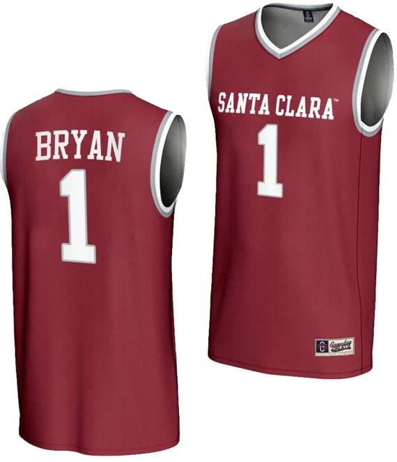 Men's Tyeree Bryan Jersey #1 Santa Clara Broncos Gameday Greats Basketball NIL Lightweight Maroon