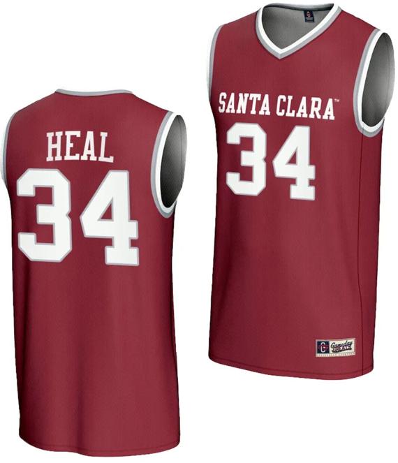 Men's Tess Heal Jersey #34 Santa Clara Broncos Gameday Greats Basketball NIL Lightweight Maroon