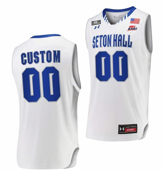 Men's Custom Seton Hall Pirates Jersey Name and Number College Basketball White