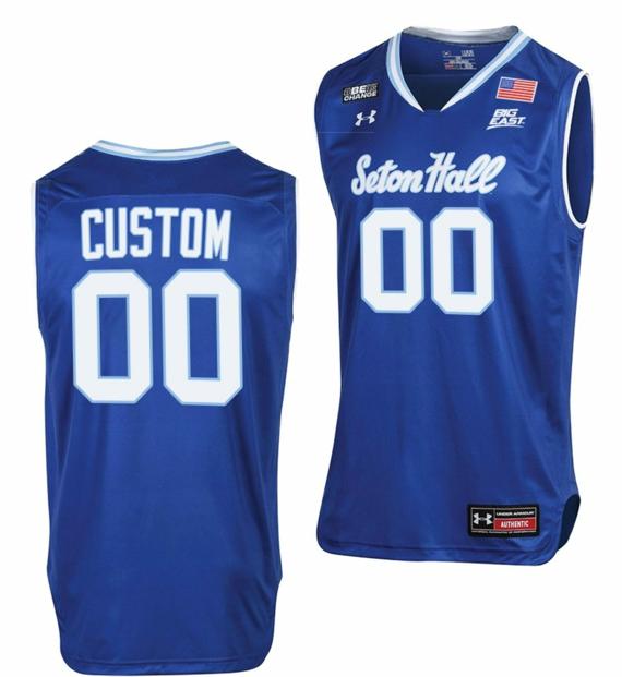 Men's Custom Seton Hall Pirates Jersey Name and Number College Basketball Throwback Blue