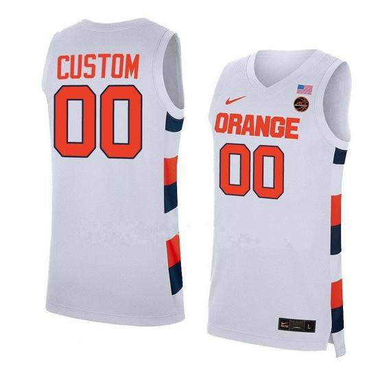 Men's Custom Syracuse Orange Jersey Basketball College Name and Number Replica White