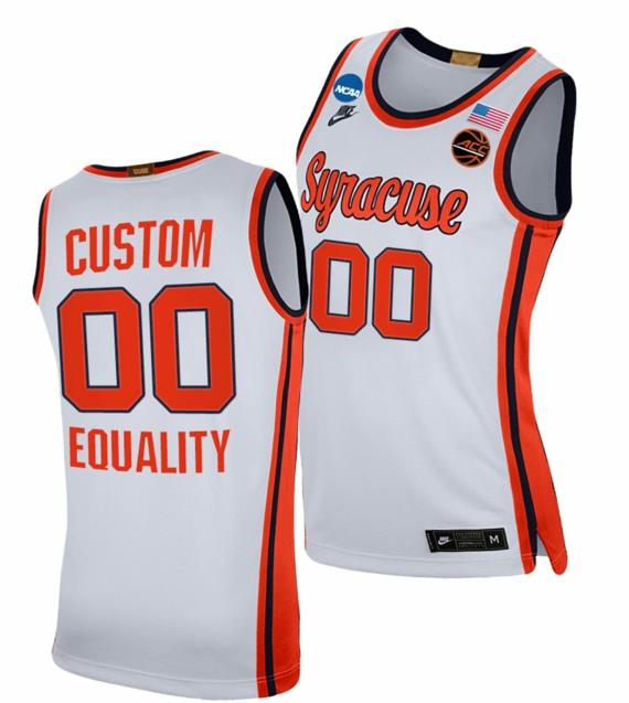 Men's Custom Syracuse Orange Jersey Name and Number College Basketball March Madness Sweet 16 Equality White