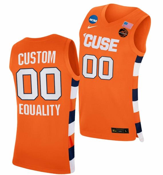 Men's Custom Syracuse Orange Jersey Name and Number College Basketball March Madness Sweet 16 Equality Orange