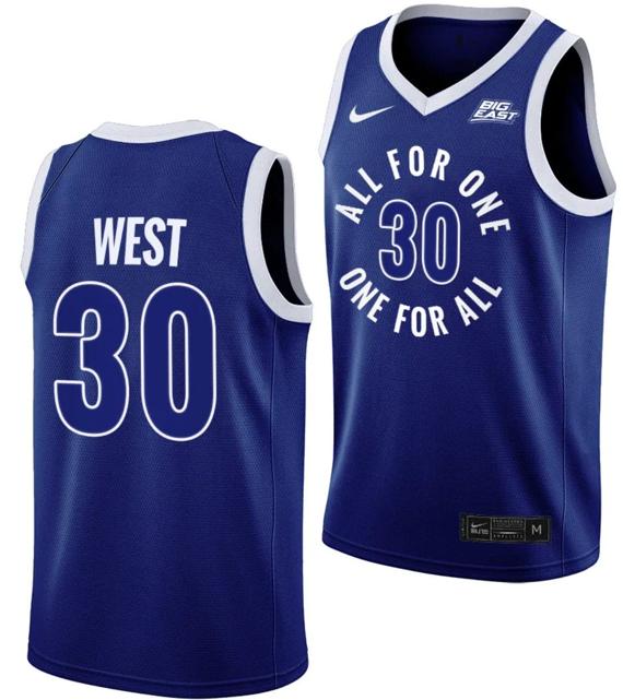 Men's Nike David West Jersey #30 Xavier Musketeers All For One Blue College Basketball Uniform