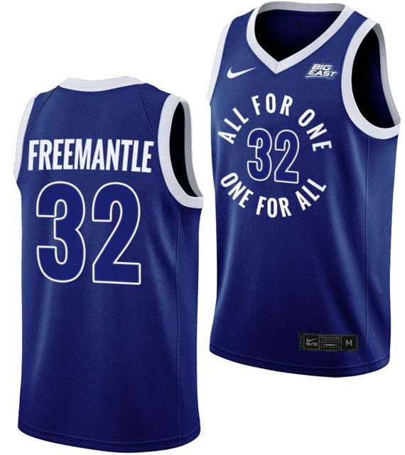 Men's Nike Zach Freemantle Jersey #32 Xavier Musketeers All For One Blue College Basketball Uniform