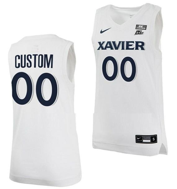 Men's Nike Custom Xavier Musketeers Jersey Name and Number College Basketball White