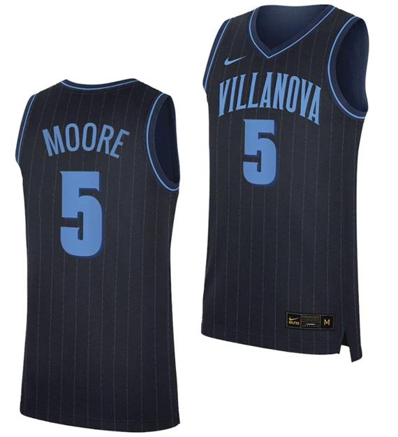 Men's Nike Justin Moore Jersey #5 Villanova Wildcats Replica College Basketball 2023-24 Navy