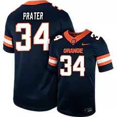 Men's Syracuse Orange #34 NATE PRATER Navy Nike Replica College Football Stitched Jersey