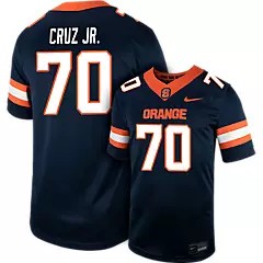 Men's Syracuse Orange #70 E CRUZ JR Navy Nike Replica College Football Stitched Jersey