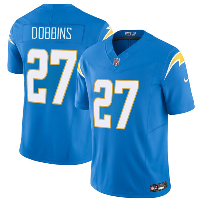 Men's Los Angeles Chargers #27 J.K. Dobbins Blue 2024 F.U.S.E Vapor Limited Stitched Football Jersey