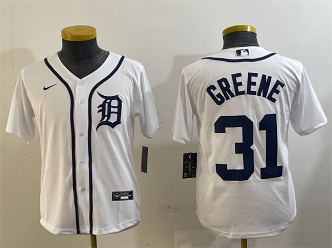 Youth Detroit Tigers #31 Riley Greene White Cool Base Stitched Baseball Jersey