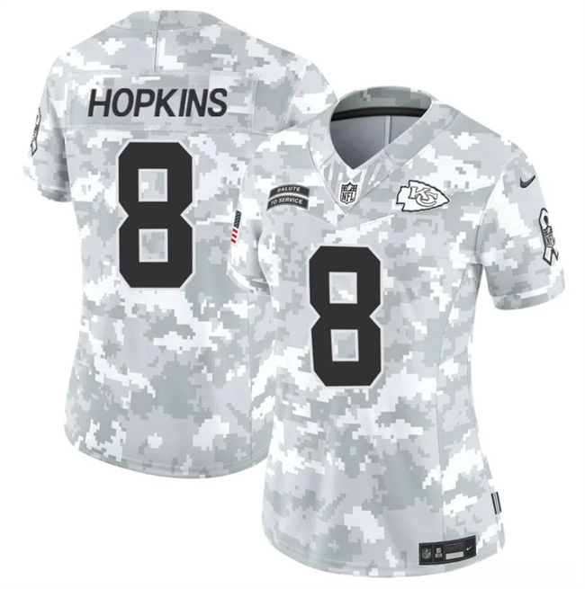 Women's Kansas City Chiefs #8 DeAndre Hopkins 2024 F.U.S.E Arctic Camo Salute to Service Limited Stitched Football Jersey(Run Small)