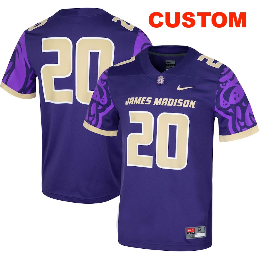 Custom Men's Nike Purple James Madison Dukes Football Jersey