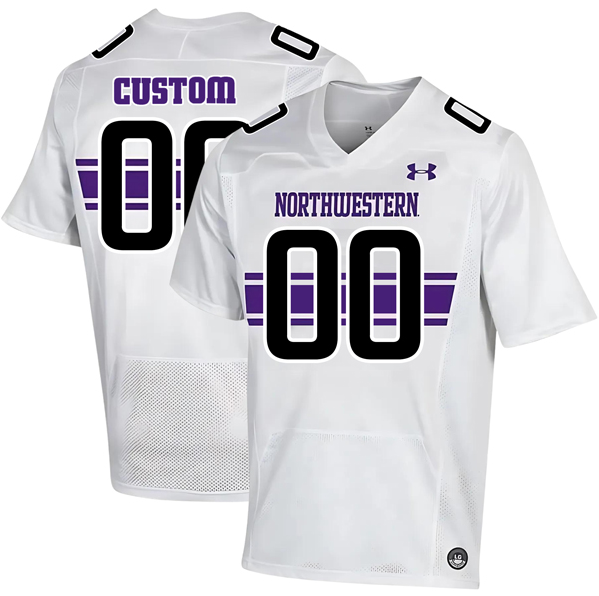 Custom Men's Northwestern Wildcats Under Armour White Away Game College Football Stitched Jersey