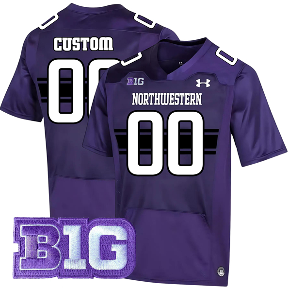 Custom Men's Northwestern Wildcats Under Armour With Big Ten Patch Purple Home Game College Football Stitched Jersey