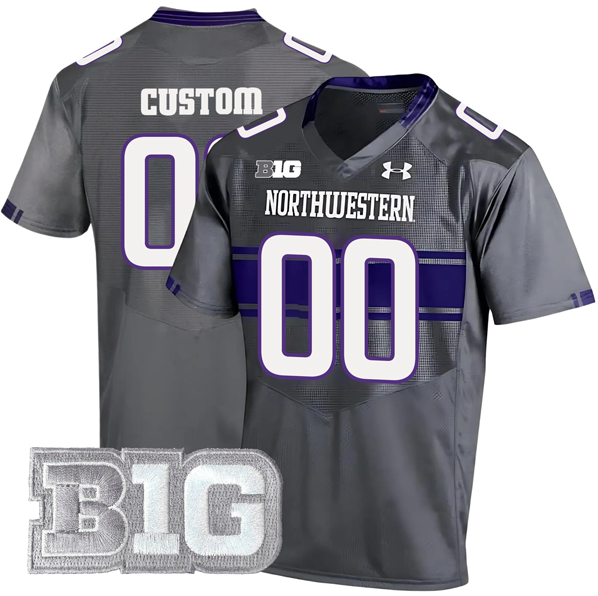 Custom Men's Northwestern Wildcats Under Armour With Big Ten Patch Grey Alternate Game College Football Stitched Jersey