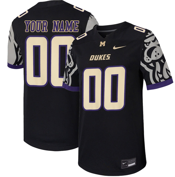 Custom Men's Nike Black James Madison Dukes Football Jersey