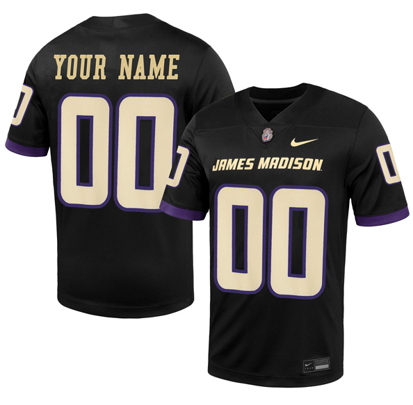 Custom Men's Nike Black Alternate James Madison Dukes Football Jersey