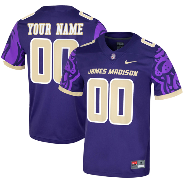 Custom Men's Nike Purple James Madison Dukes Football Jersey