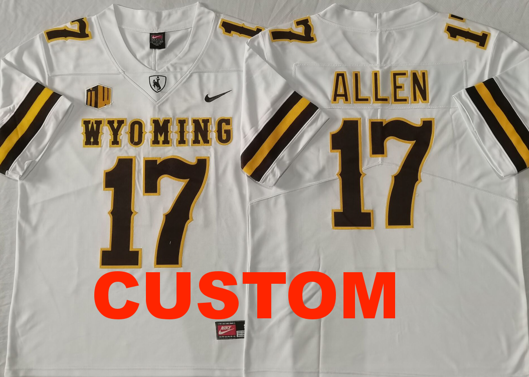 Custom Men's Nike Wyoming Cowboys White College Football Jersey