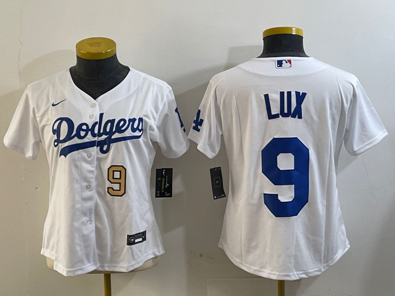 Women's Los Angeles Dodgers #9 lux White Cool Base Stitched Baseball Jersey