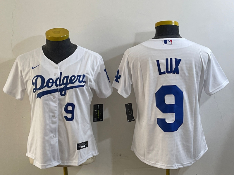 Women's Los Angeles Dodgers #9 lux White Cool Base Stitched Baseball Jersey