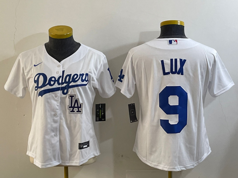 Women's Los Angeles Dodgers #9 lux White Cool Base Stitched Baseball Jersey