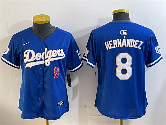 Youth Los Angeles Dodgers #8 Enrique Hernández Blue 2024 Jackie Robinson Patch Limited Stitched Baseball Jersey